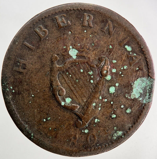 1805 Irish Hibernia Half-Penny Coin | Fine Collectable Grade