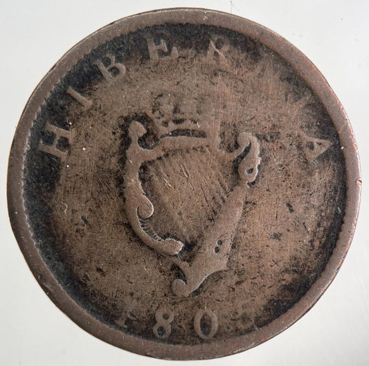 1805 Irish Hibernia Half-Penny Coin | Collectable Grade