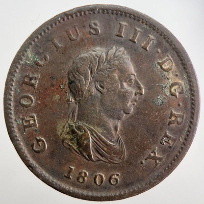 1806 George 3rd III Half-Penny British Coin | Very High Grade | a7532