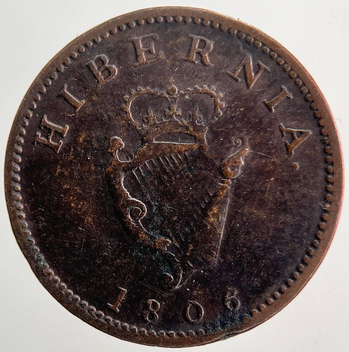 1806 George 3rd III Irish Hibernia Farthing Coin | Collectable Grade