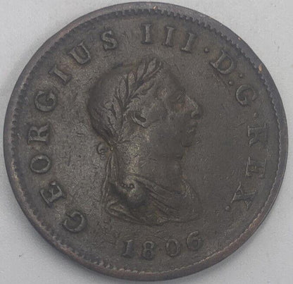 1806 Britannia Half Penny | British Copper Coin | George III | Fair Grade | a498