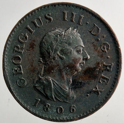 1806 George 3rd III Farthing Coin | Very Fine Grade | a9228