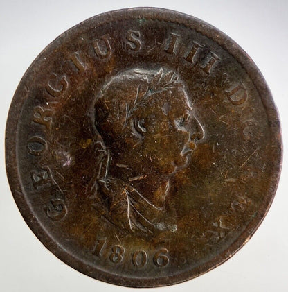1806 George III 3rd Half-Penny Coin | Fine Collectable Grade
