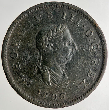 1806 George III 3rd Half-Penny Coin | Fine Collectable Grade