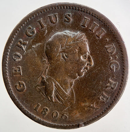 1806 George III 3rd Half-Penny Coin | Fine Collectable Grade
