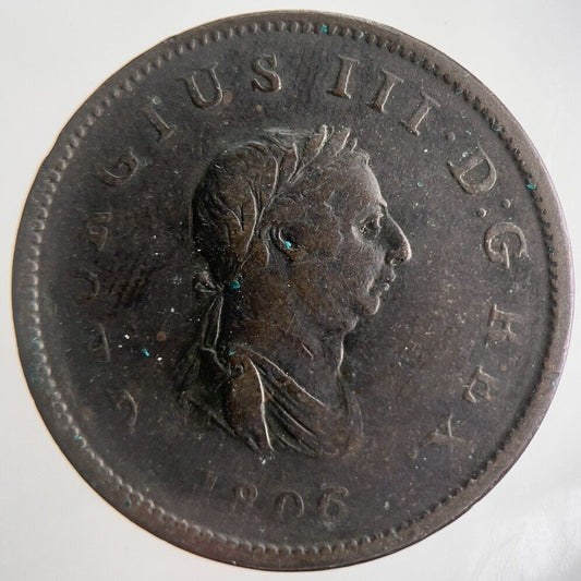 1806 George III 3rd Half-Penny Coin | Fine Collectable Grade | a4452