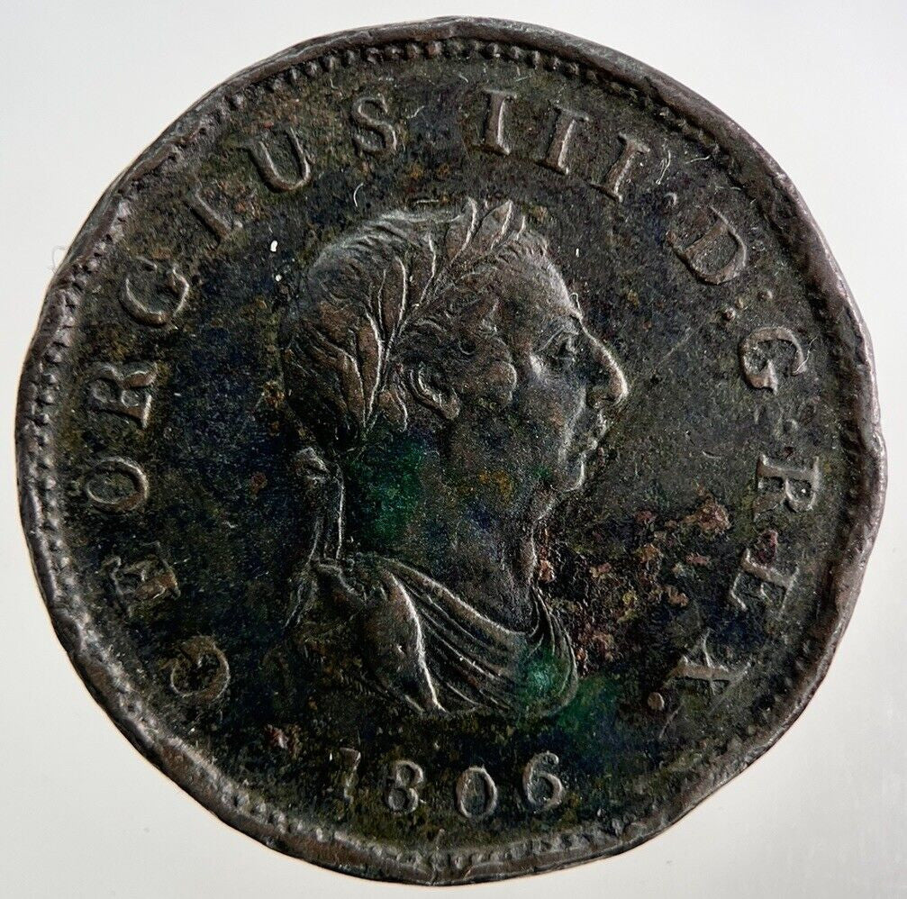 1806 George III 3rd Half-Penny Coin | Very High Grade