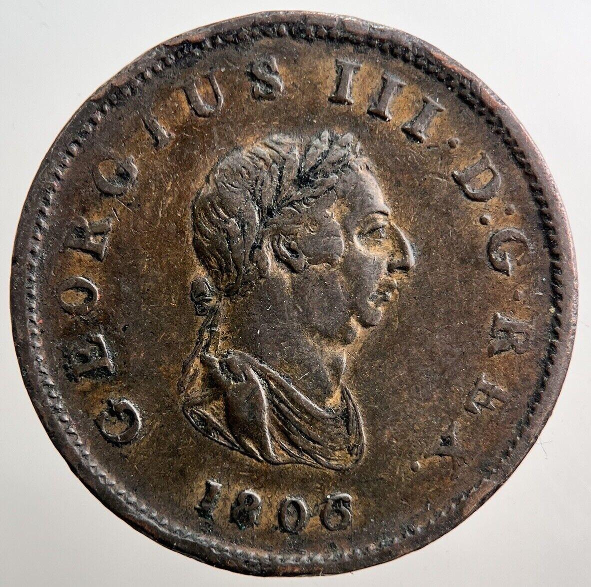 1806 George III 3rd Half-Penny Coin | Very High Grade | a3842