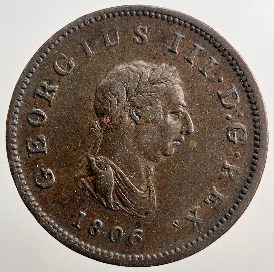 1806 George III 3rd Half-Penny Coin | Fine Collectable Grade | a3838