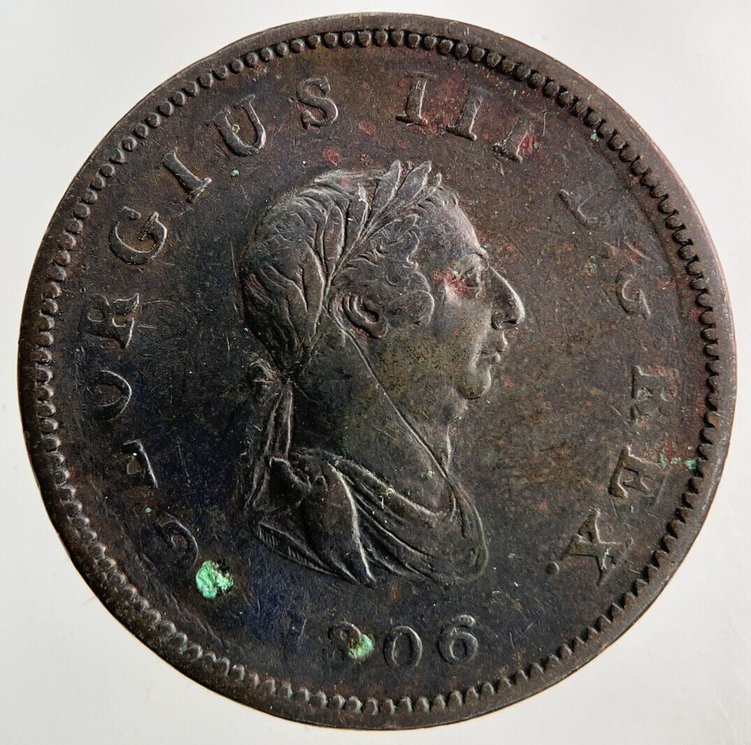 1806 George III 3rd Half-Penny Coin | Very High Grade