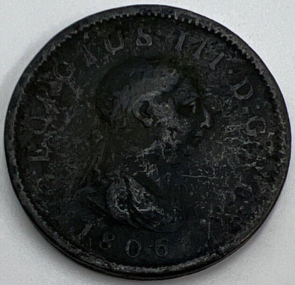 1806 George III 3rd Penny | British Copper Coin | Fair Grade | a1552