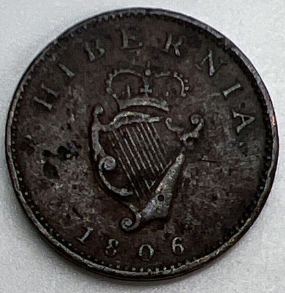 1806 George III Hibernia Farthing | Irish Coin | Fine Collectable Grade | a1155