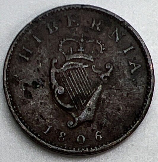 1806 George III Hibernia Farthing | Irish Coin | Fine Collectable Grade | a1155
