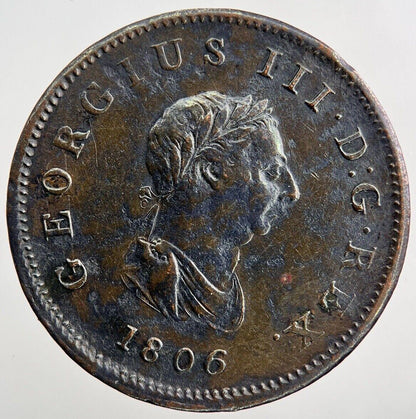 1806 George III Half-Penny | British Copper Coin | Very High Grade | a1158