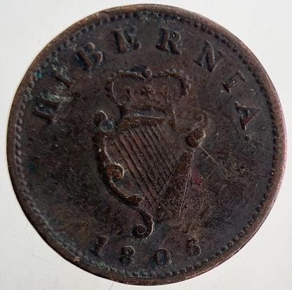 1806 Irish George III Hibernia Farthing Coin | Fine Collectable Grade | a9890