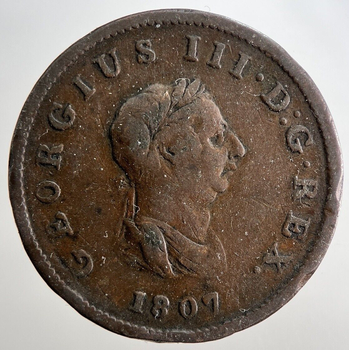1807 George 3rd III Half-Penny British Coin | Collectable Grade | a3316