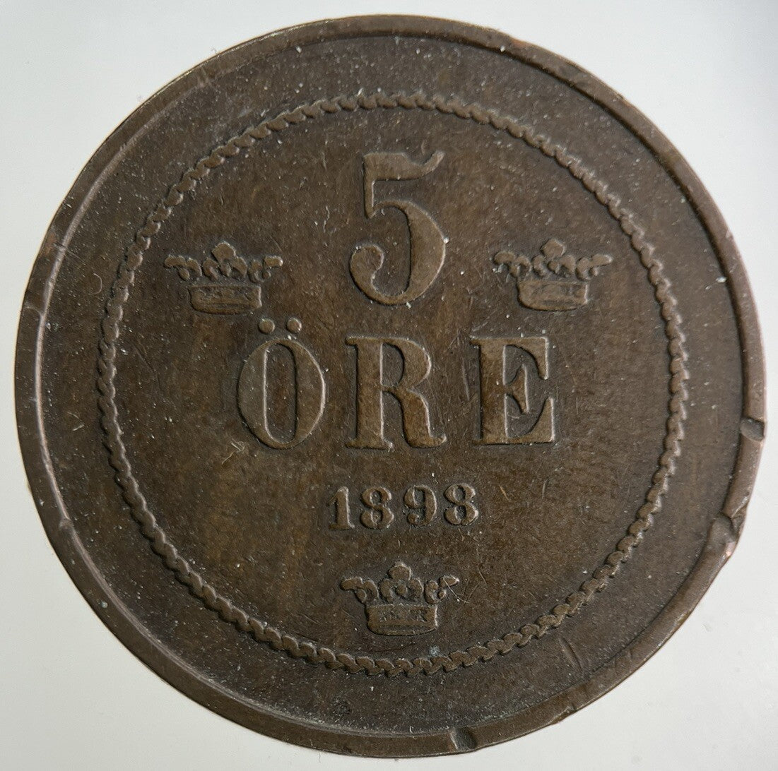 1898 Sweden 5 Ore Coin | Fine Collectable Grade