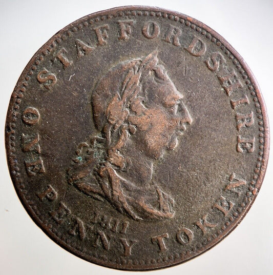 1811 George III Payable Staffordshire Penny Token Coin | Collectable Grade a2930