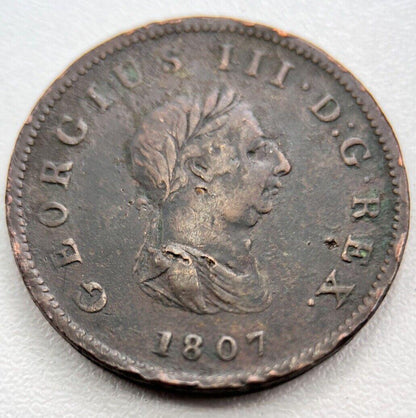 1807 George III 3rd Half-Penny Coin | Fine Collectable Grade | a3364