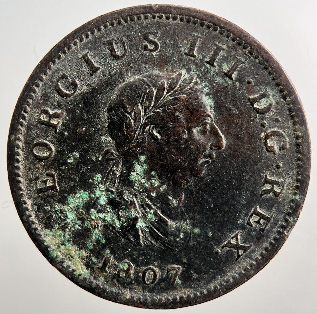 1807 George III 3rd Half-Penny Coin | Very High Grade | a3841