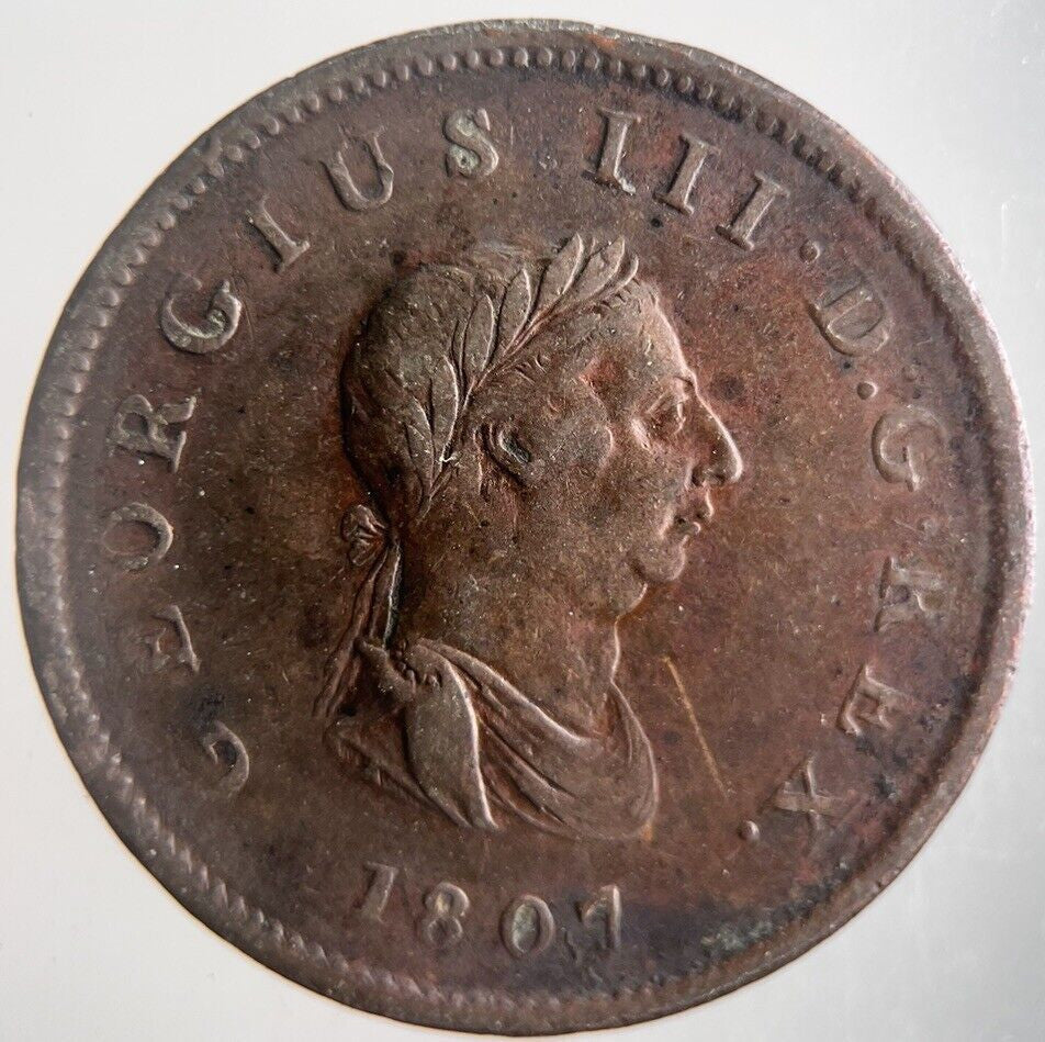 1807 George III 3rd Half-Penny Coin | Very High Grade | a4398