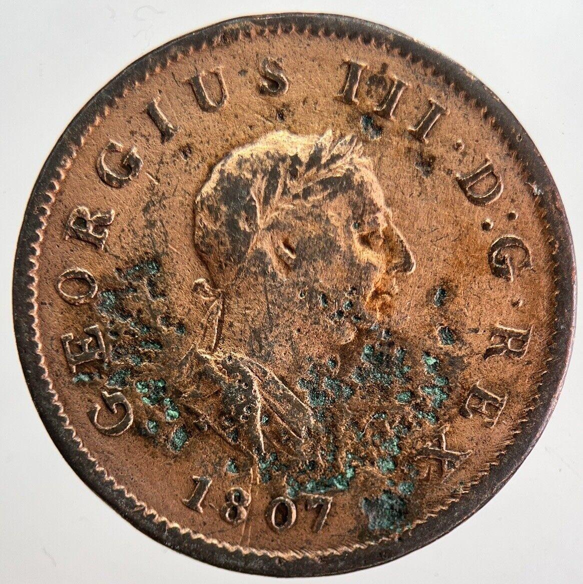 1807 George III 3rd Half-Penny Coin | Fine Collectable Grade | a6258