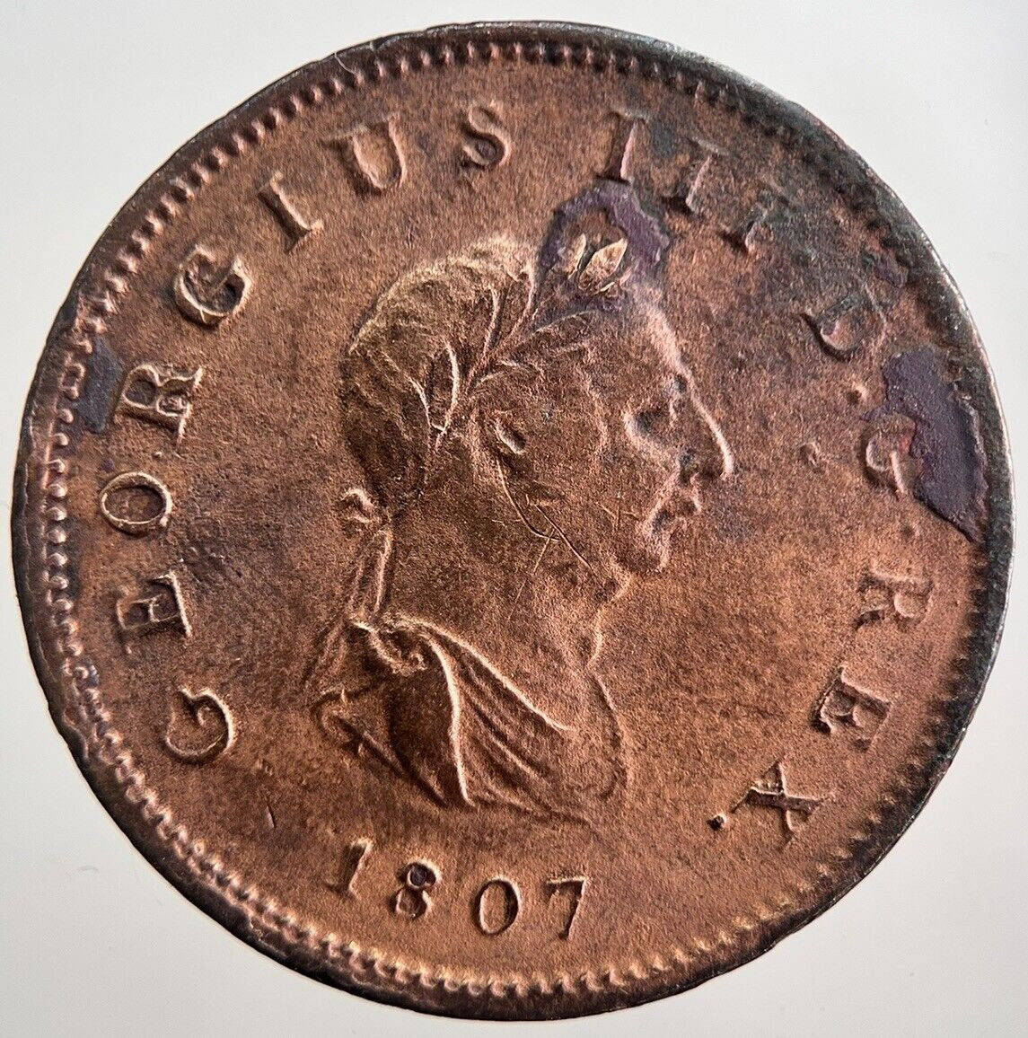1807 George III 3rd Half-Penny Coin | Fine Collectable Grade | a2880