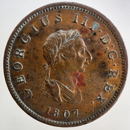 1807 George III 3rd Half-Penny Coin | Very High Grade