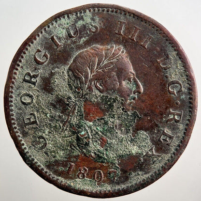 1807 George III 3rd Half-Penny Coin | Very High Grade | a3840