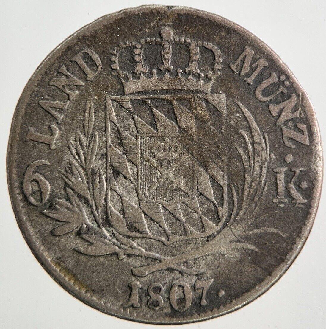1807 Germany German States Bavaria 6 Kreuzer Coin | Fine Collectable Grade