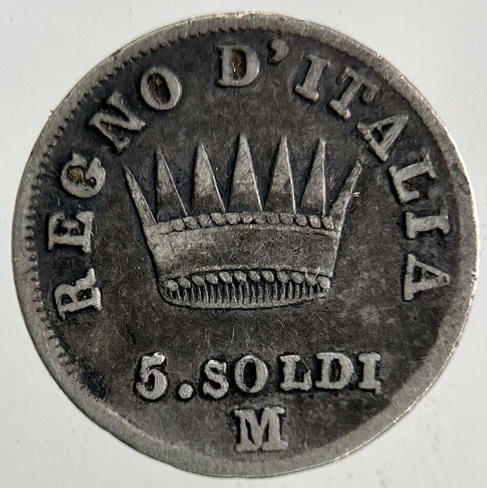 1810 Italy Napoleon Bonaparte 5 Soldi Silver Coin | Fine Collectable Grade