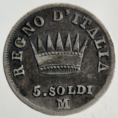 1810 Italy Napoleon Bonaparte 5 Soldi Silver Coin | Fine Collectable Grade