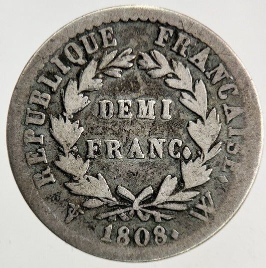 1808 France Napoleon Demi 1/2 Franc Silver Coin | Fine Collectable Grade