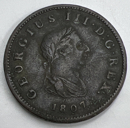 1807 Half-Penny George III | British Copper Coin | High Grade | a1274