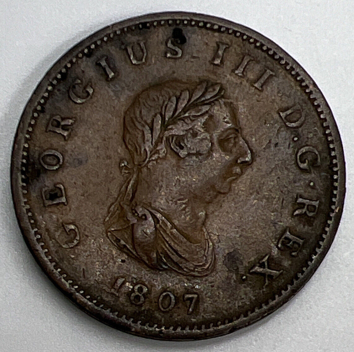 1807 Half-Penny George III | British Copper Coin | High Grade | a1273
