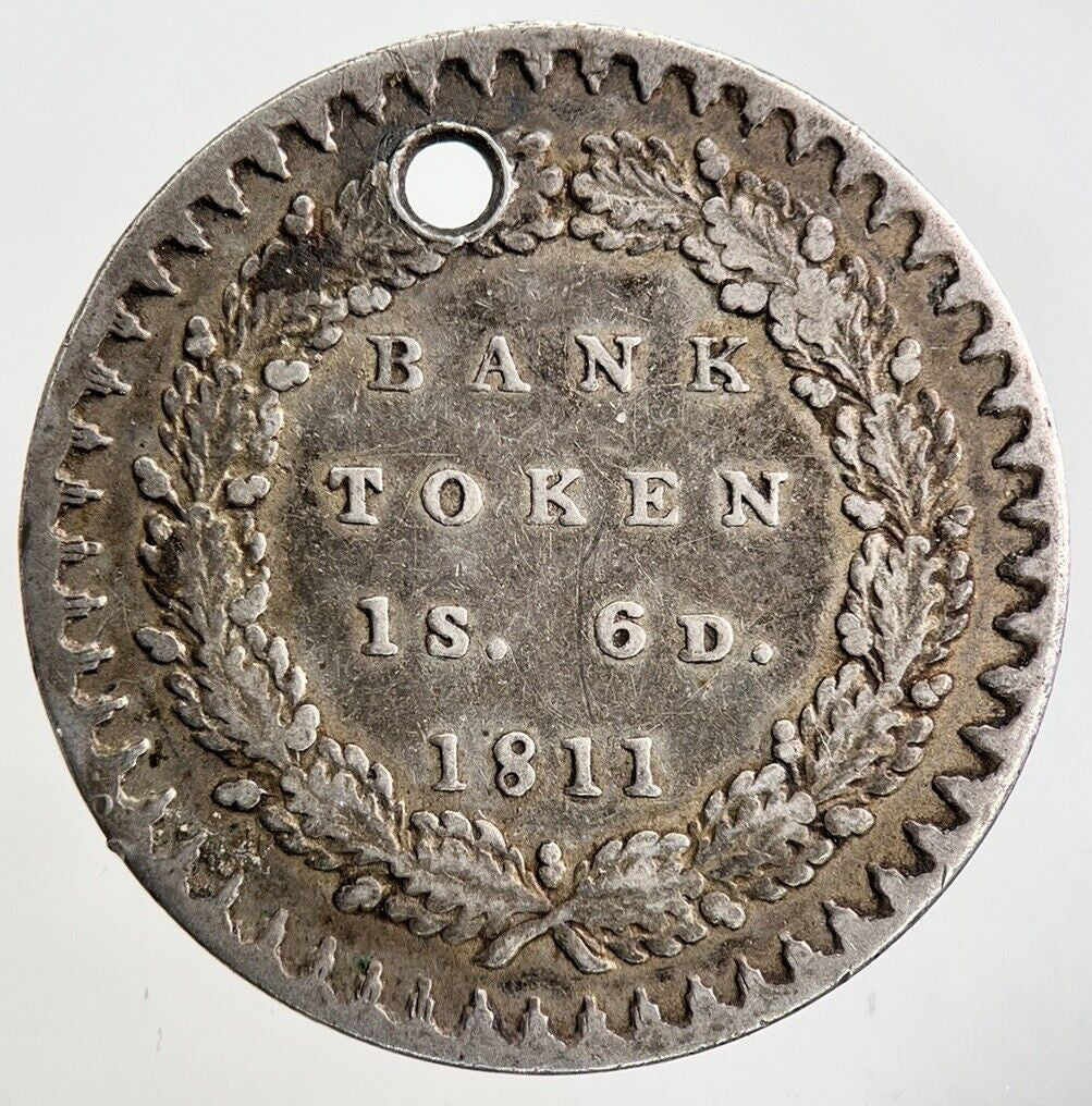 1811 George III 3rd 1 Shilling Sixpence Silver Bank Token Coin | Very High Grade