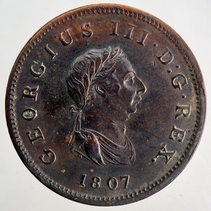 1807 George III 3rd Half-Penny Coin | Very High Grade
