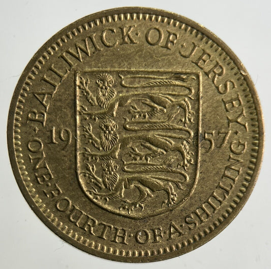 1957 Jersey 1/4 One Fourth Of A Shilling Coin | Fine Collectable Grade