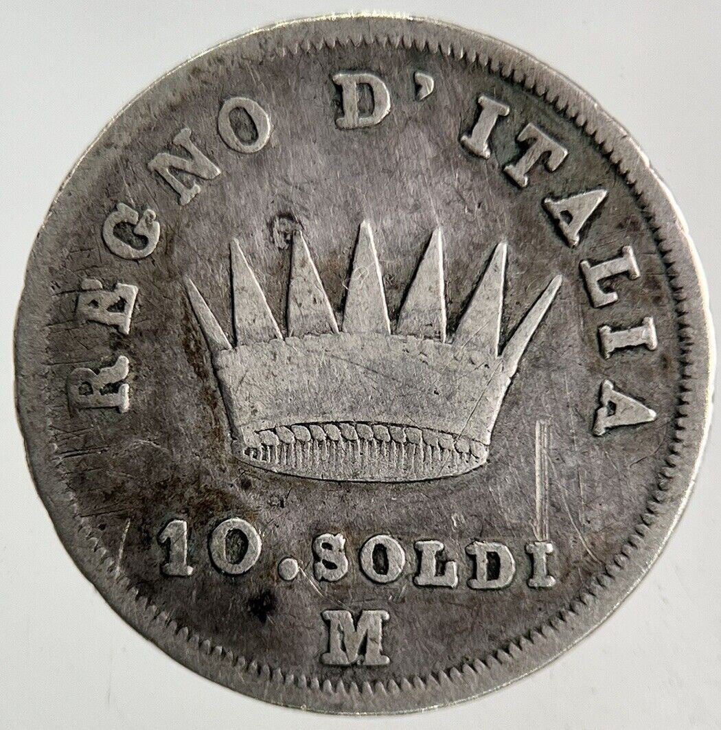 1812 Italy Napoleon Bonaparte 10 Soldi Silver Coin | Fine Collectable Grade
