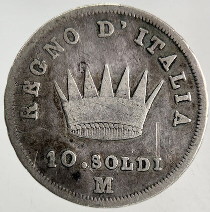 1812 Italy Napoleon Bonaparte 10 Soldi Silver Coin | Fine Collectable Grade