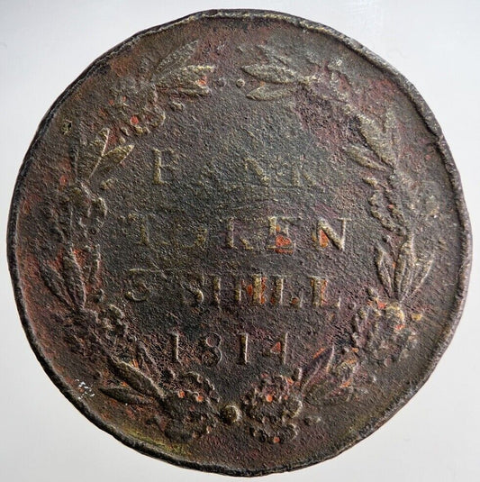1814 George III 3 Shill Shillings Bank Token Coin | Collectable Grade | a6308