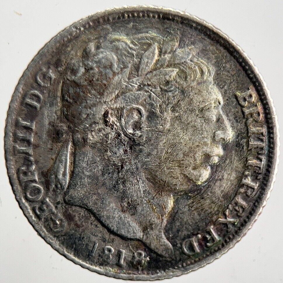 1818 George III Sixpence Silver Coin | Fine Collectable Grade | a4680