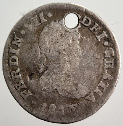 1817 Spain Half 1/2 Real Silver Coin | Collectable Grade | a344