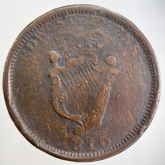 1816 Irish Edward Stephens Penny Token Coin | Collectable Grade | a4828