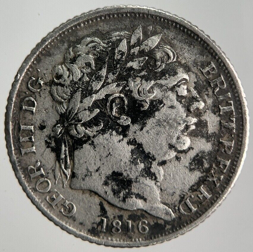 1816 George III Sixpence Silver Coin | Very High Grade | a4488