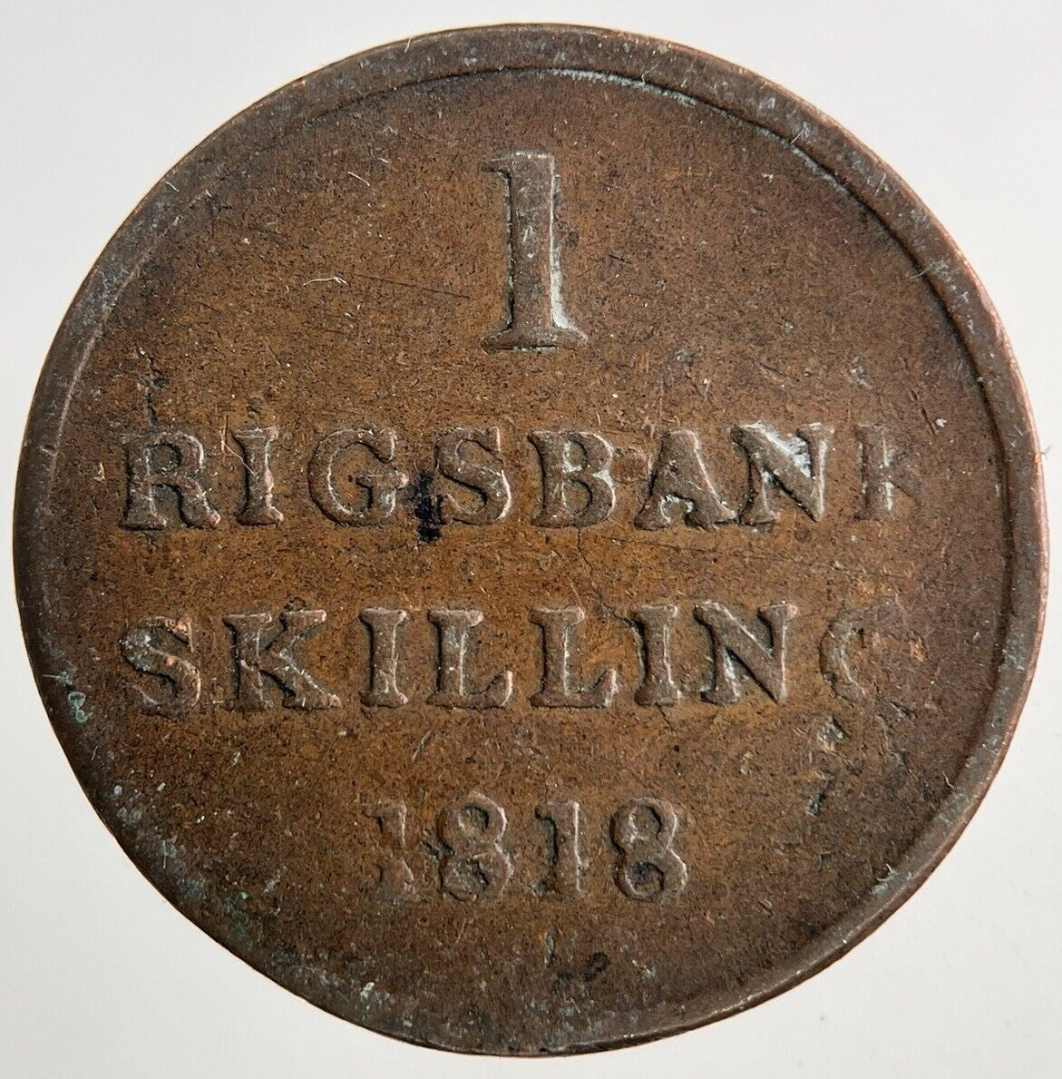 1818 Denmark 1 Skilling Coin | Fine Collectable Grade
