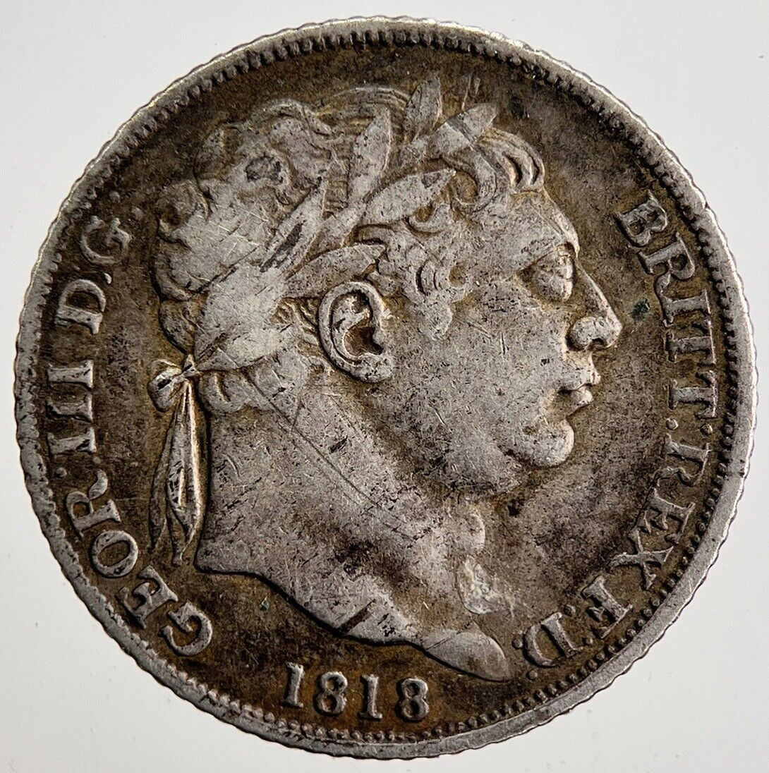 1818 George III Sixpence Silver Coin | Fine Collectable Grade | a2450