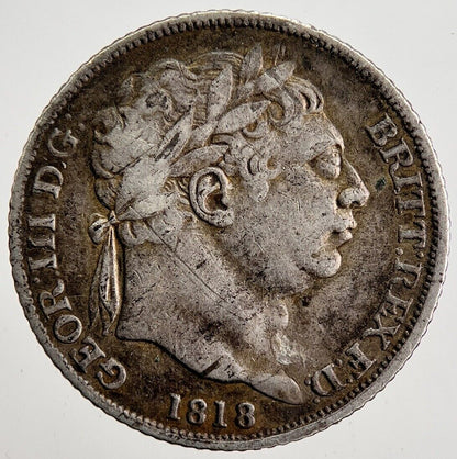 1818 George III Sixpence Silver Coin | Fine Collectable Grade | a2450