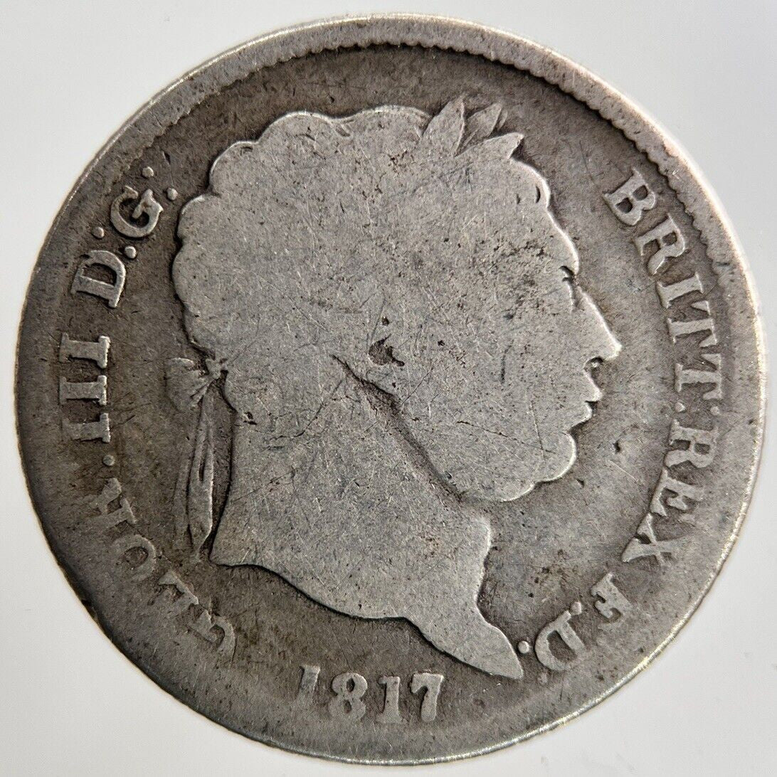 1817 George III 3rd Silver Shilling Coin | Fair Grade