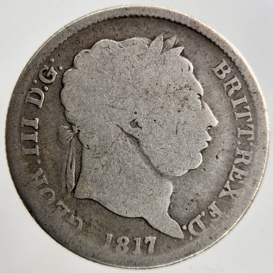 1817 George III 3rd Silver Shilling Coin | Fair Grade
